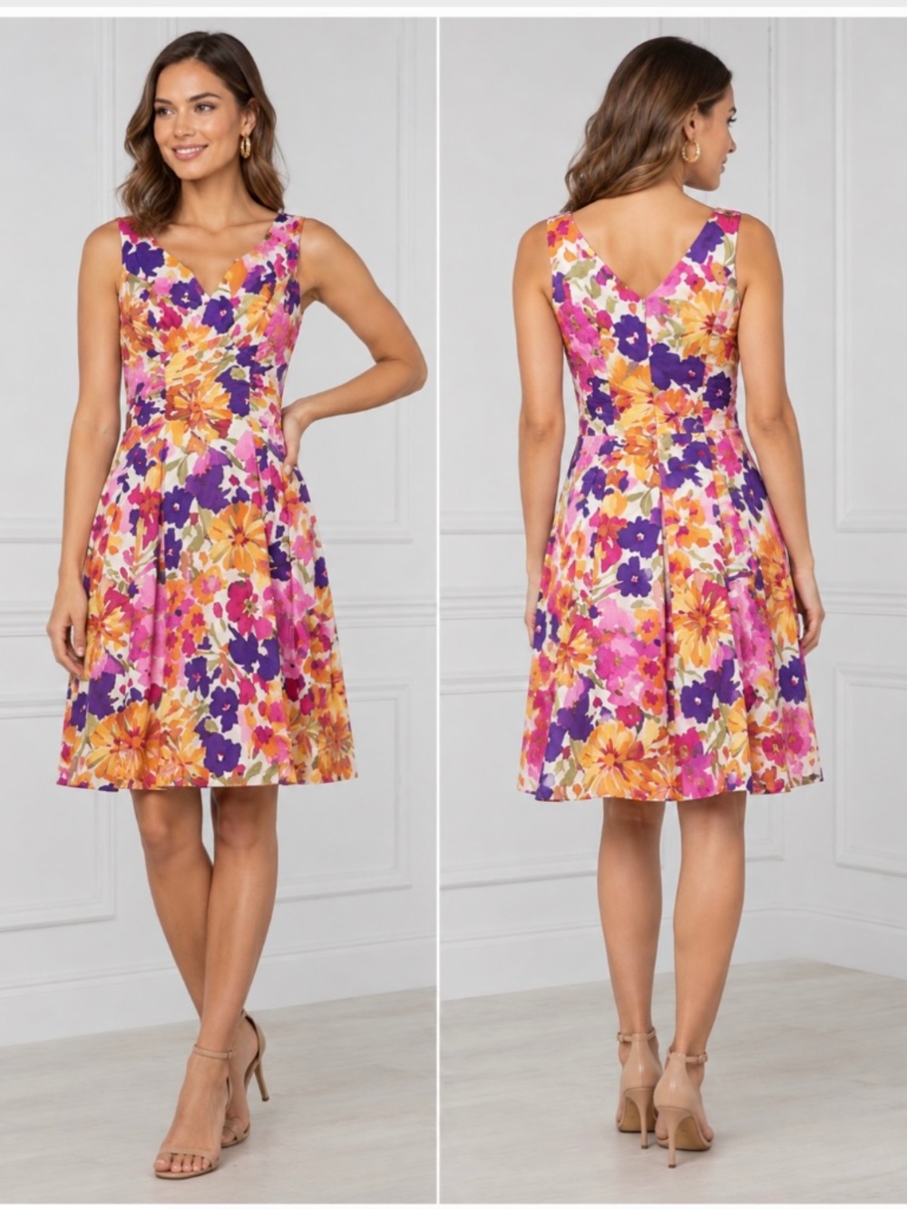 NWT Adrianna Papell Sleeveless Floral Fit & Flare Dress - size 6